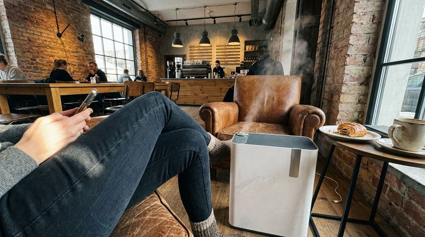 Sanitify Clean Air System purifier in modern living room setting